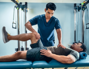 Firefly A Sports Therapist Performing Manual Therapy On An Athletes Leg In A Modern Clinic With Ex 14 Physiotherapy Toronto